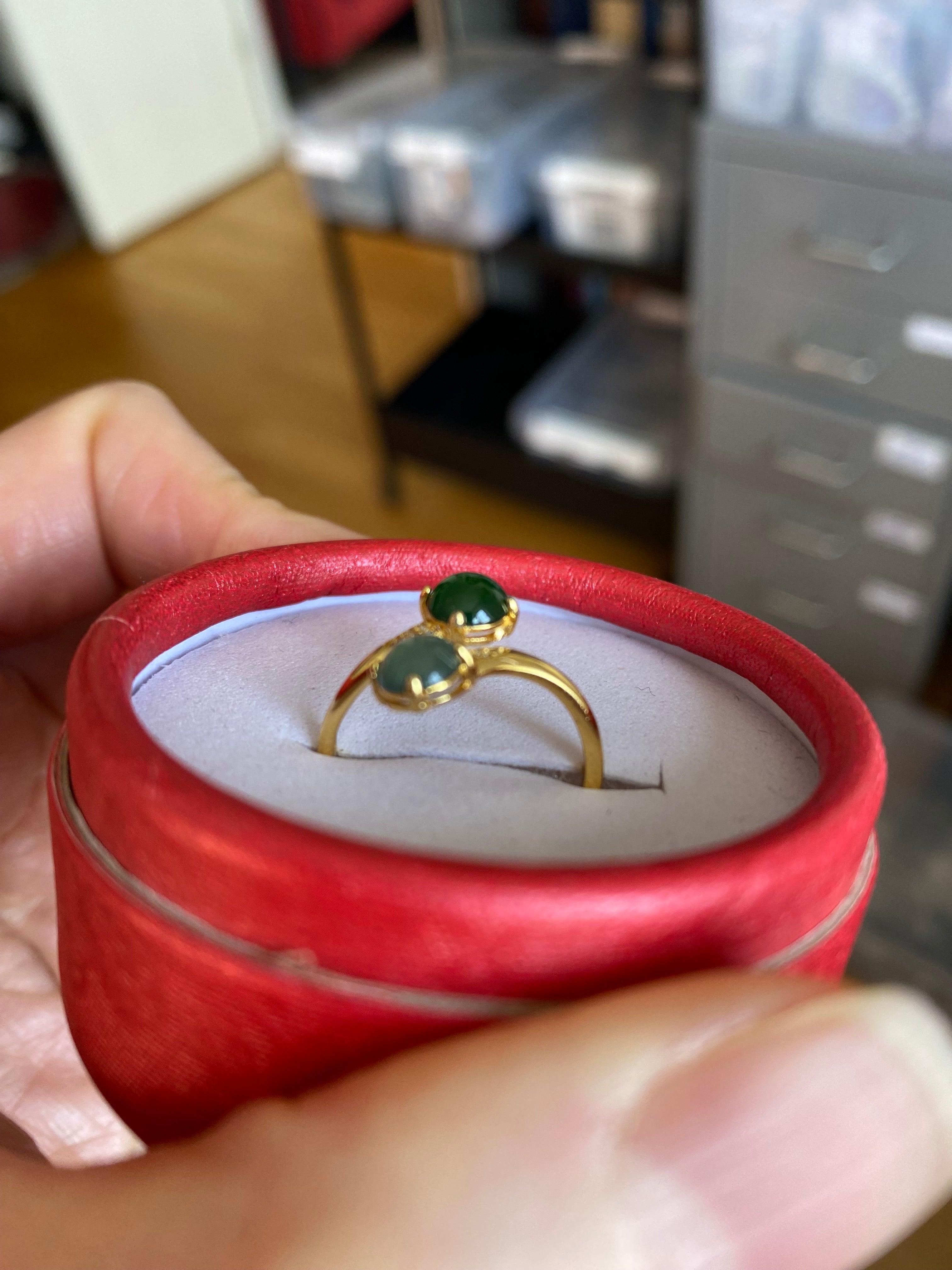 Eggs shaped silver ring in gold plated