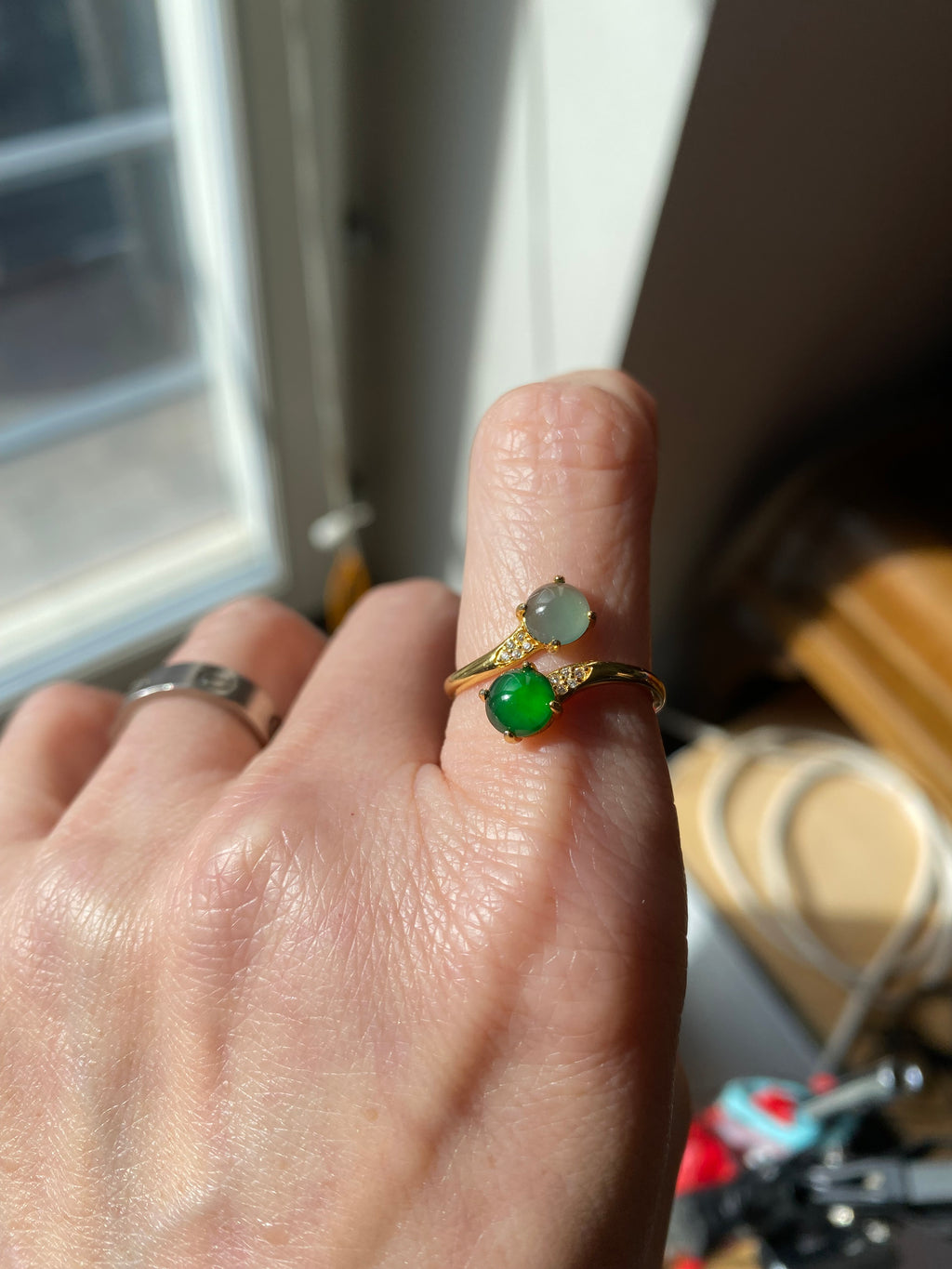 Eggs shaped silver ring in gold plated