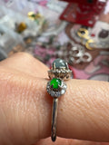 Icy blue, imperial green FeiCui jade silver ring