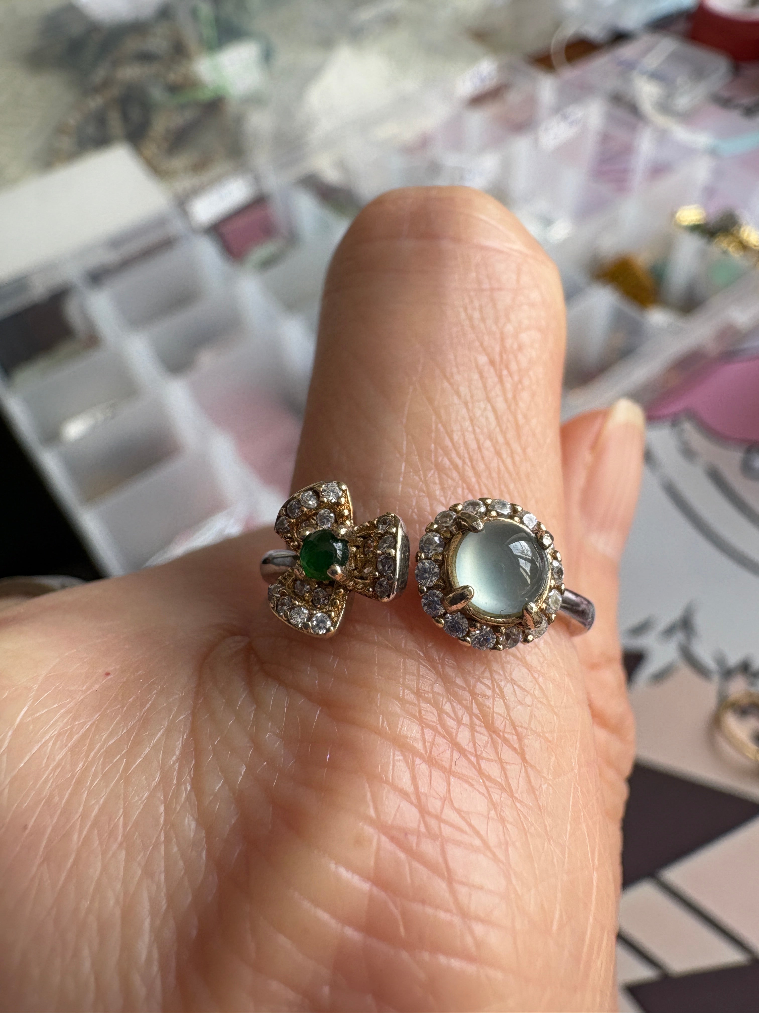 Icy blue/ imperial green flower FeiCui Jade in silver
