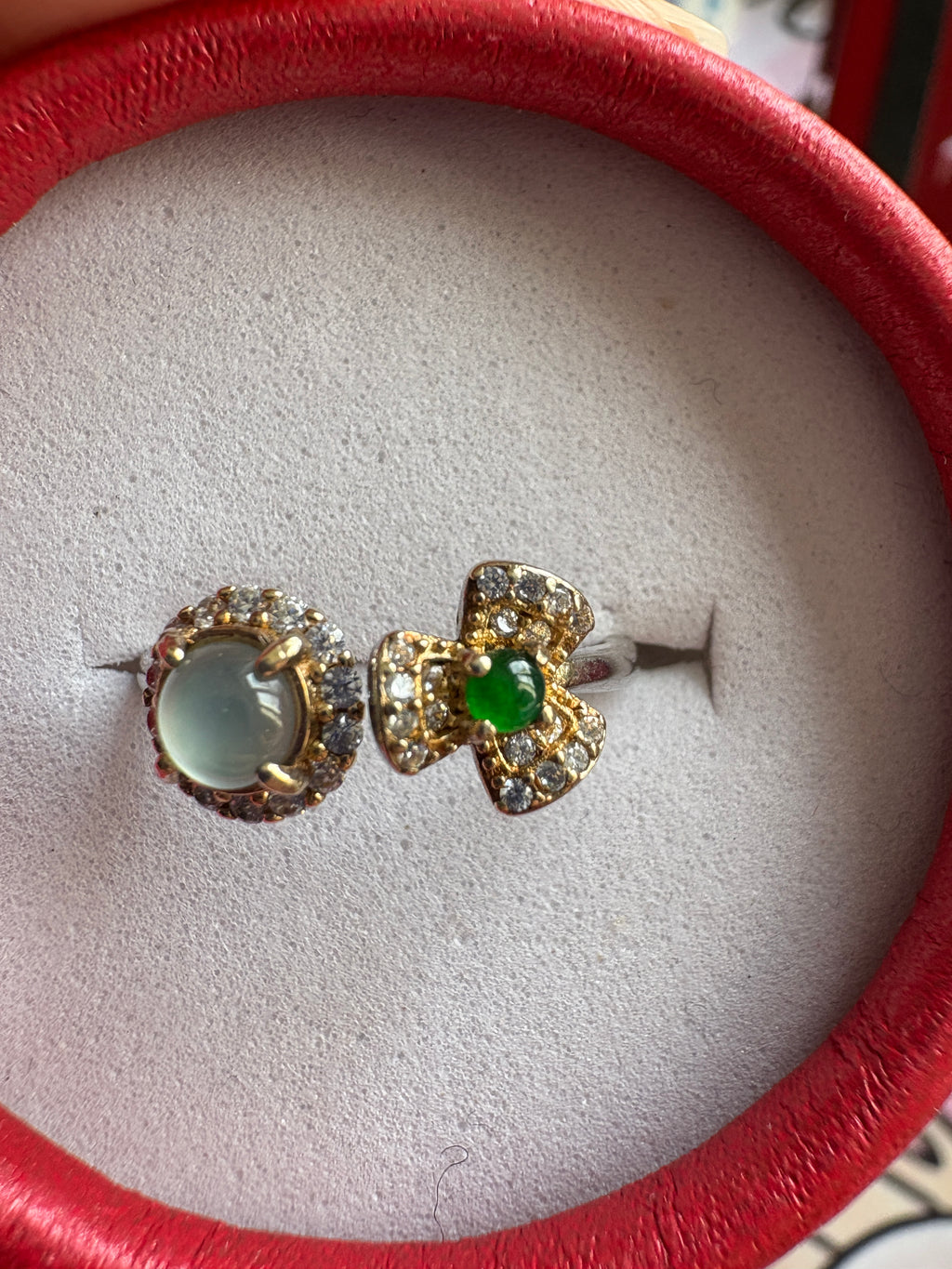 Icy blue/ imperial green flower FeiCui Jade in silver
