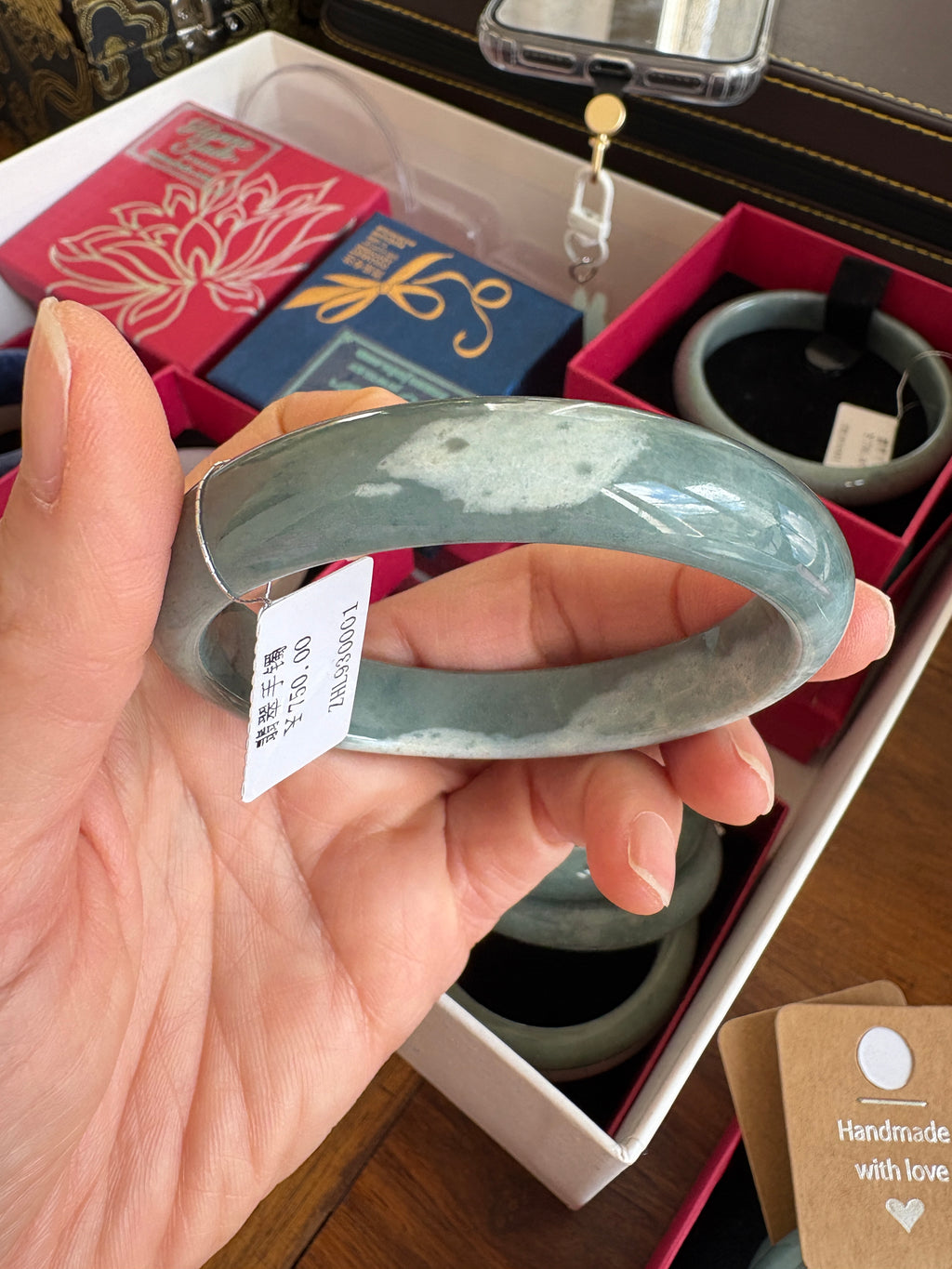 Snow on a Frozen Lake FeiCui Jade bangle