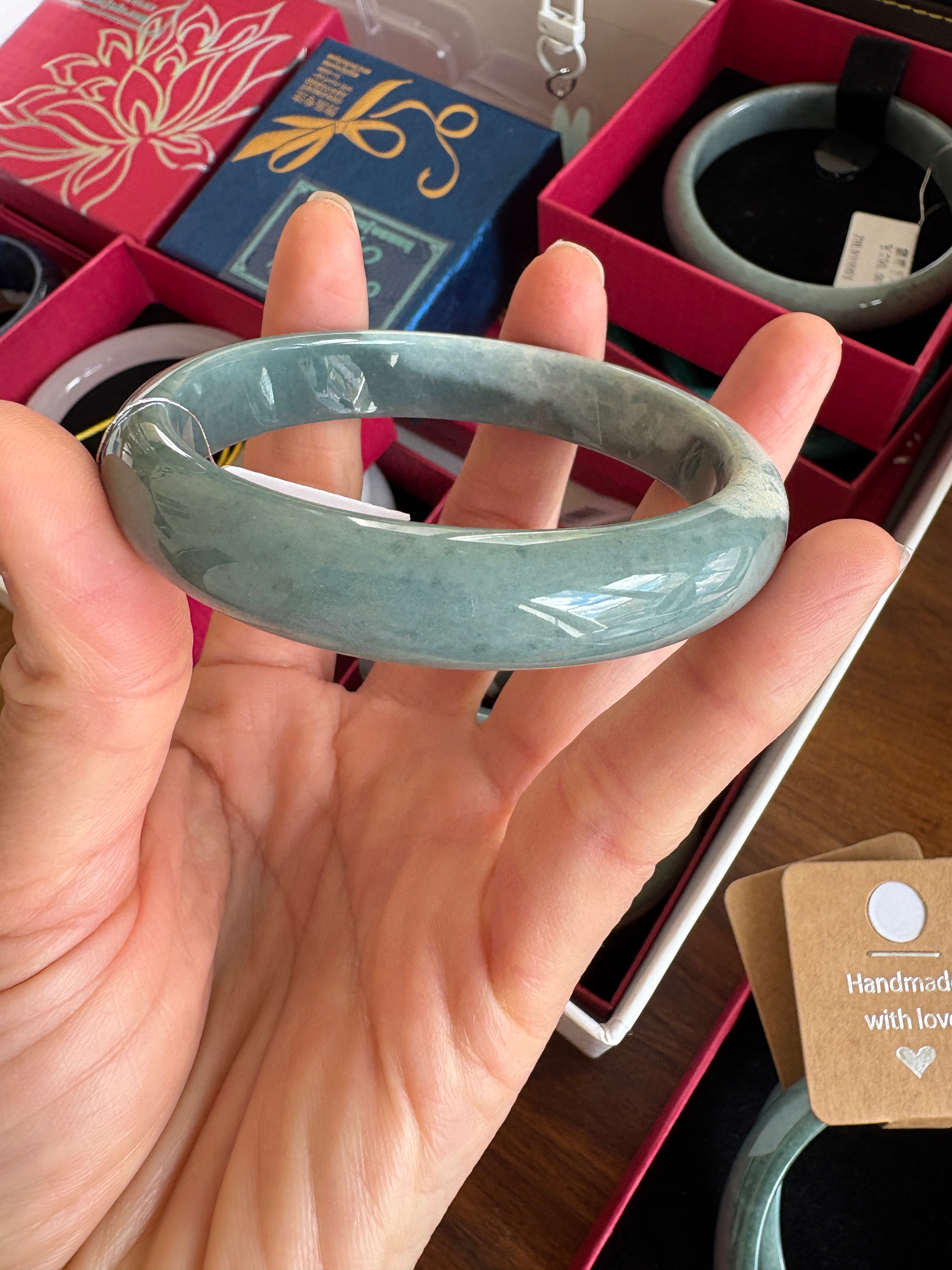 Snow on a Frozen Lake FeiCui Jade bangle