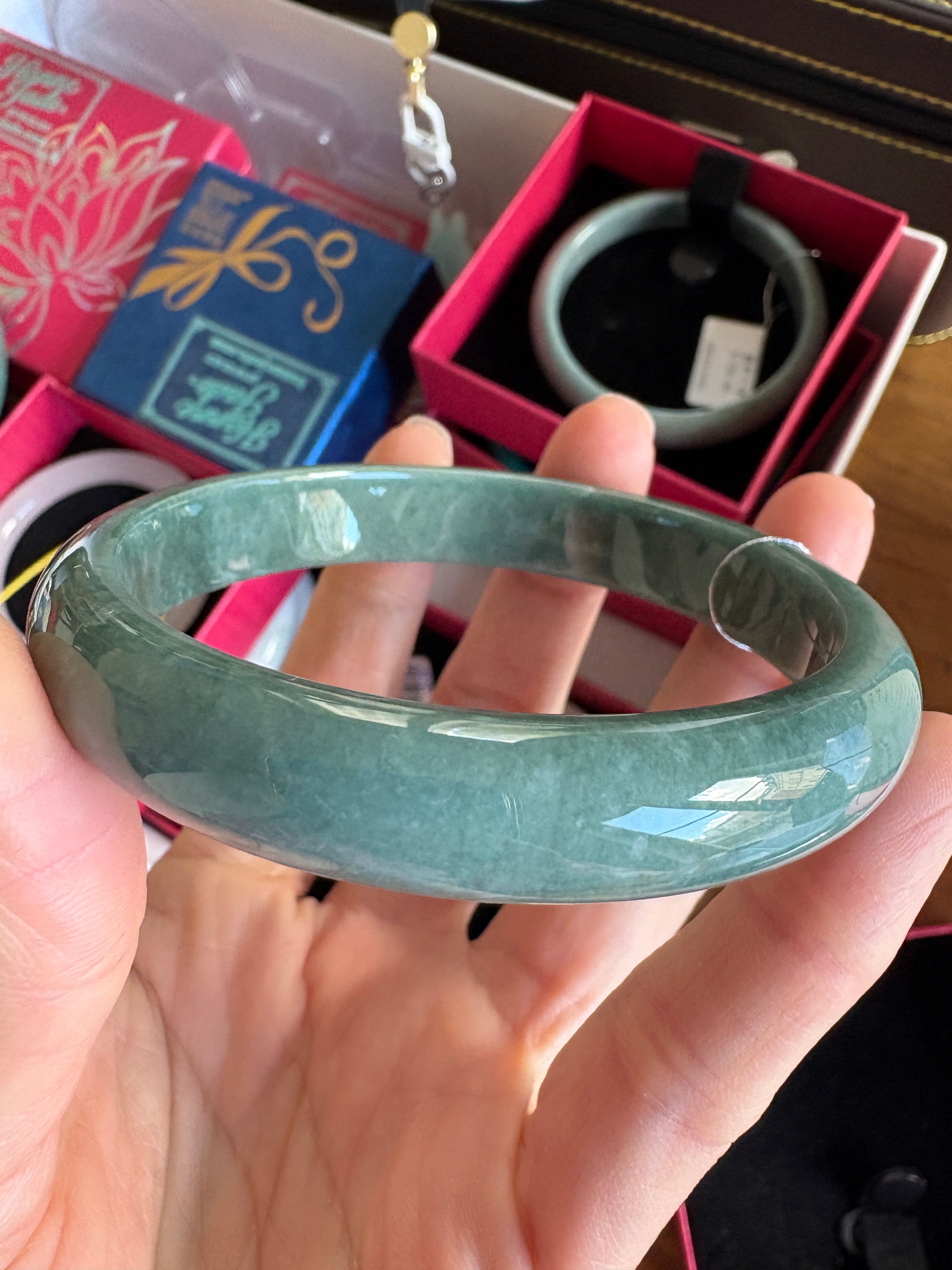 Dark Teal-Green FeiCui Jade bangle