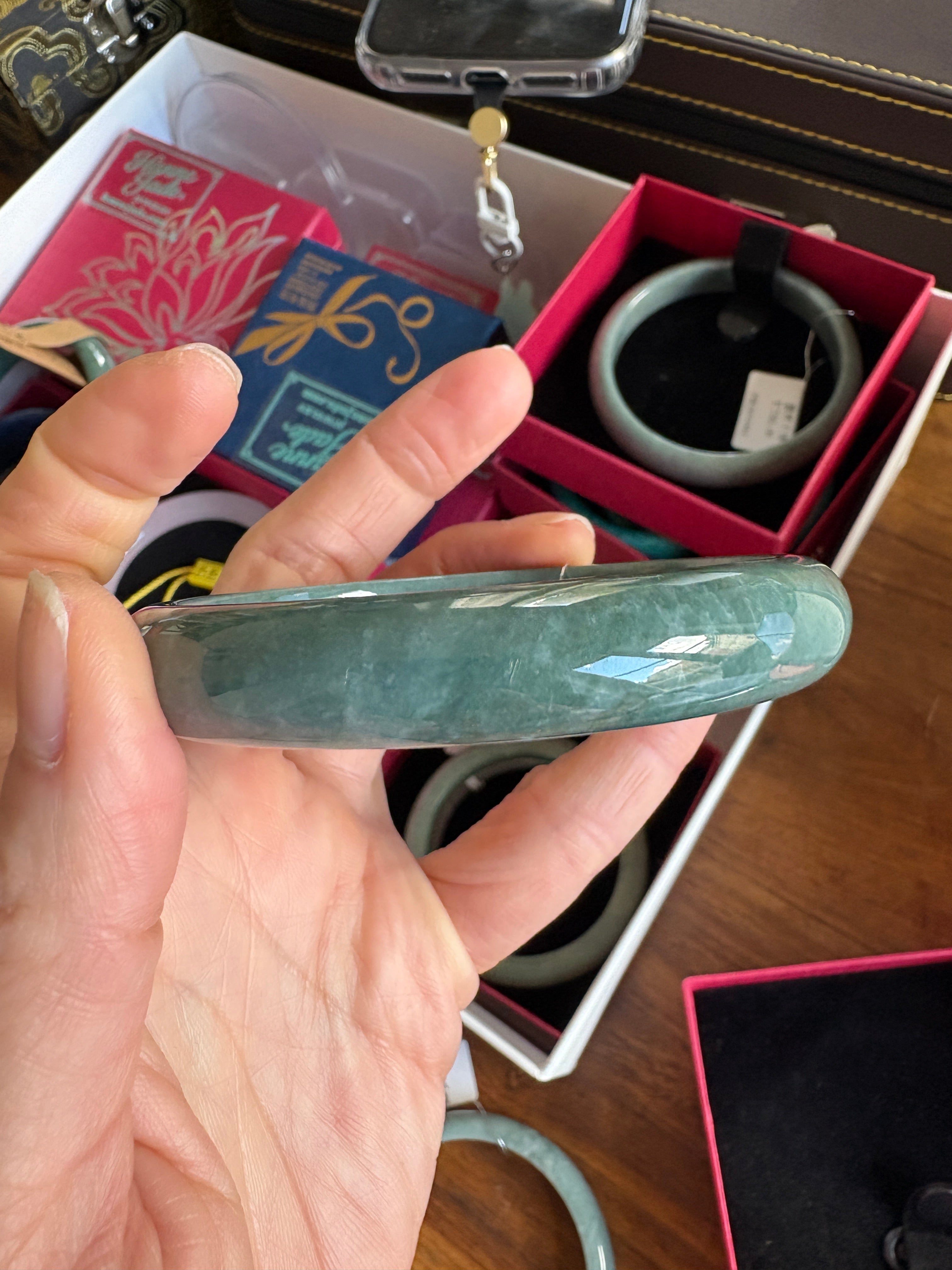 Dark Teal-Green FeiCui Jade bangle