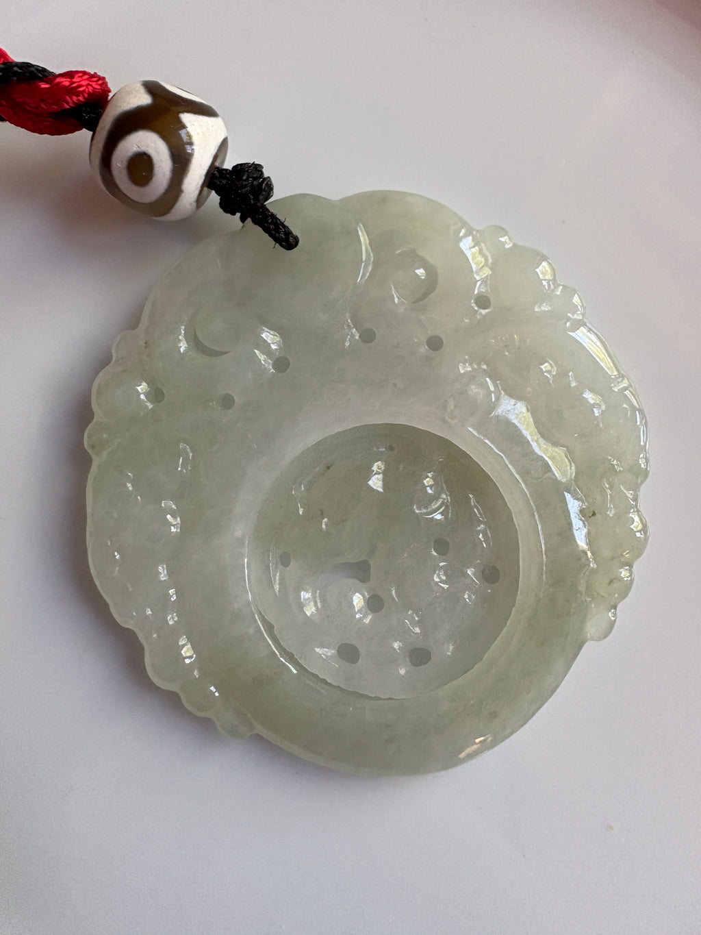 Exquisite 49mm Icy Translucent Jadeite Rotating "Fortune" Pendant/charm