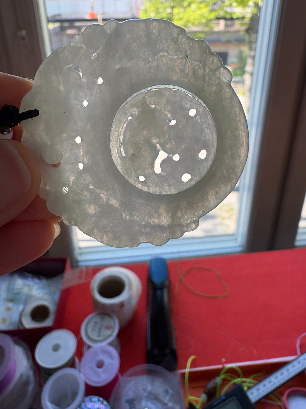 Exquisite 49mm Icy Translucent Jadeite Rotating "Fortune" Pendant/charm