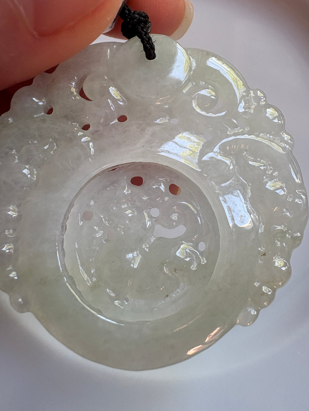 Exquisite 49mm Icy Translucent Jadeite Rotating "Fortune" Pendant/charm