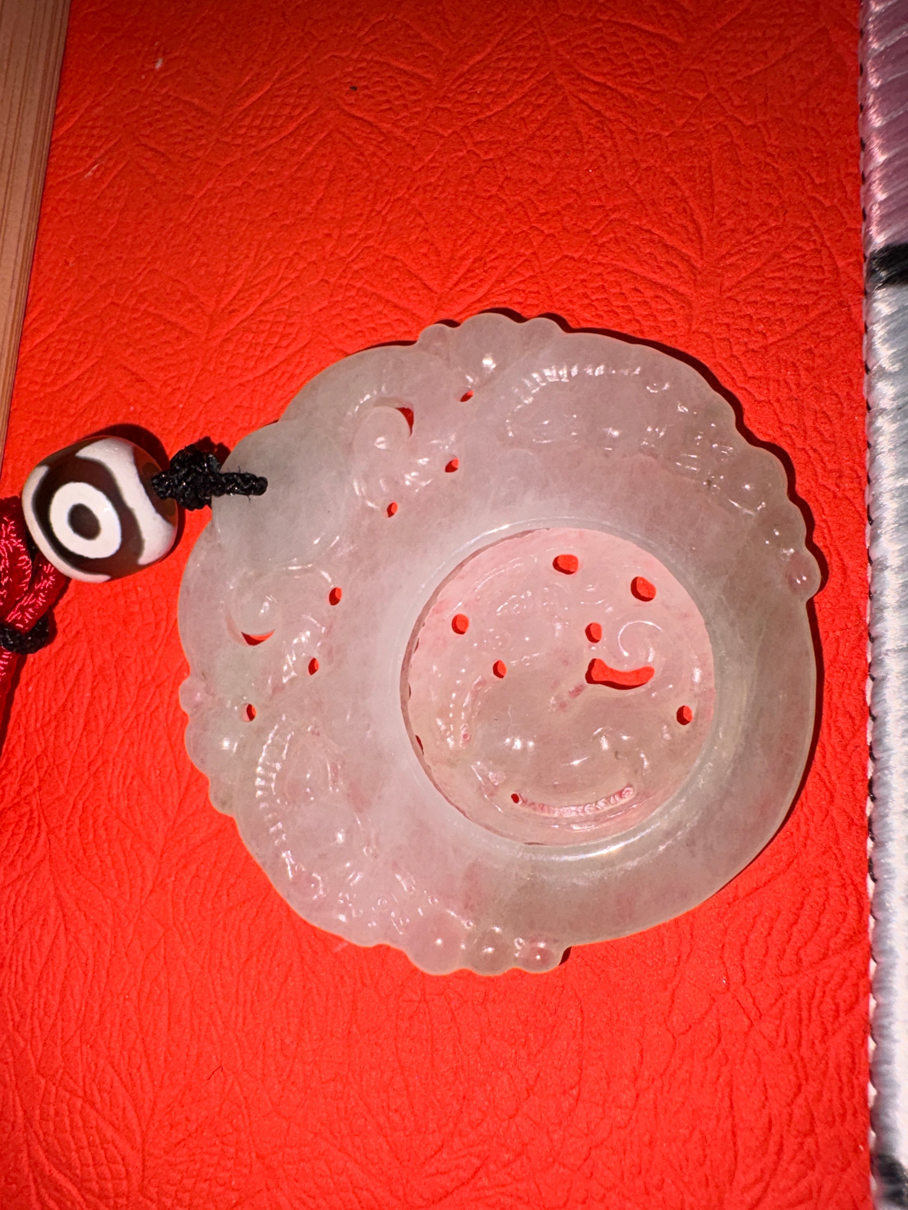 Exquisite 49mm Icy Translucent Jadeite Rotating "Fortune" Pendant/charm